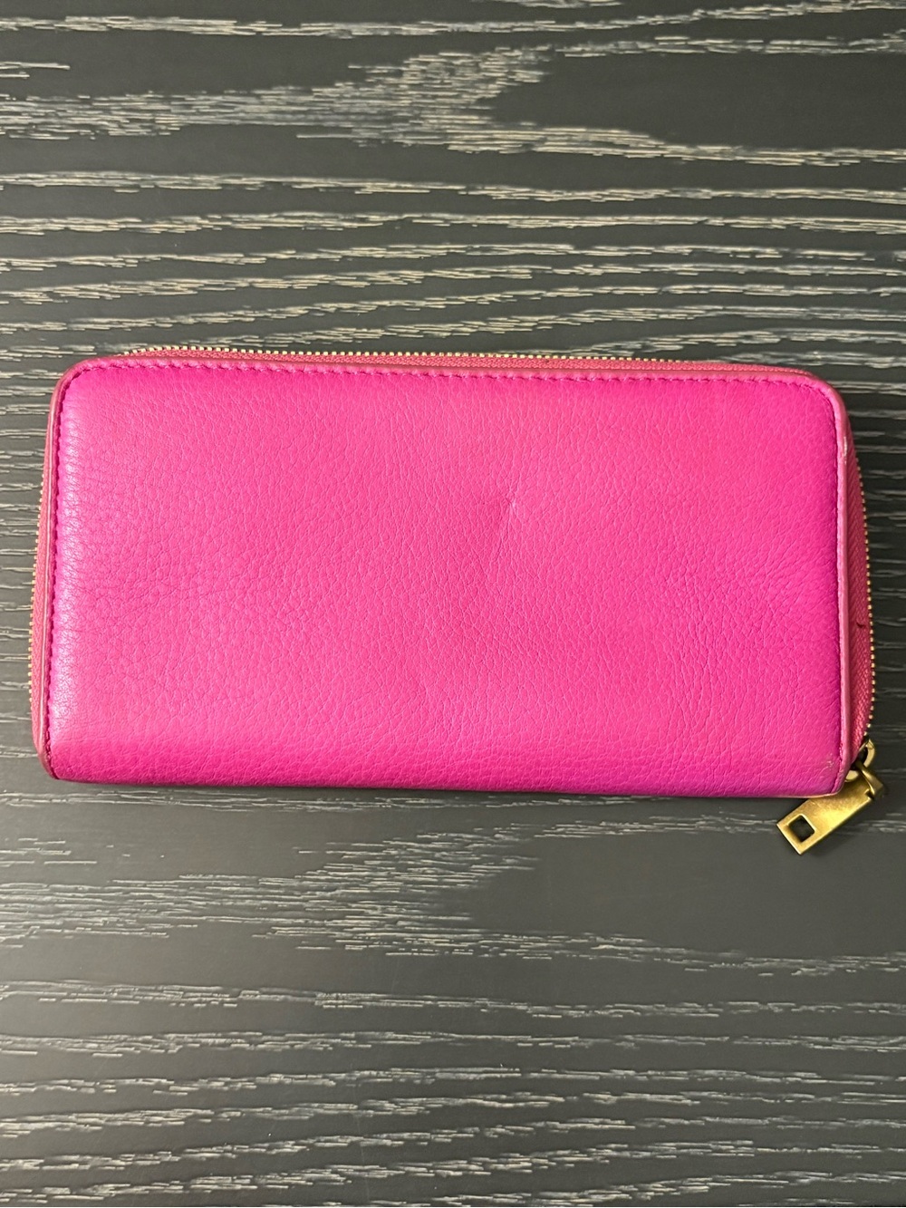 J Crew Hot Pink Zip-Around Leather Wallet